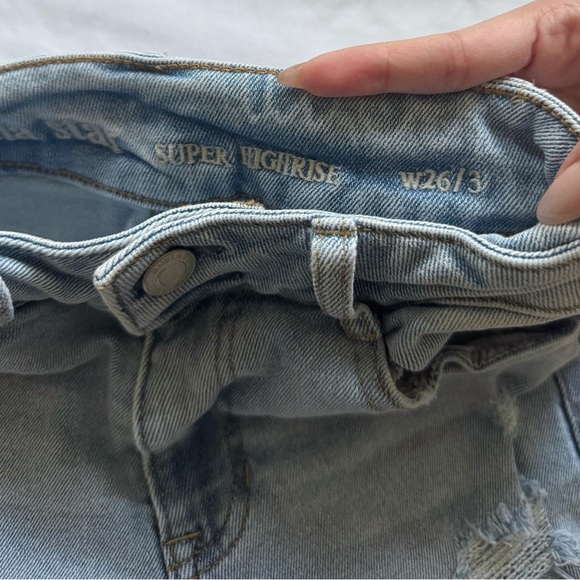 Vanilla Star Blue Jean Shorts Distressed High-Waisted - Picture 4 of 6